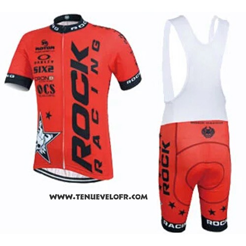 2015 Maillot Ciclismo Rock Racing Noir et Orange Manches Courtes et Cuissard